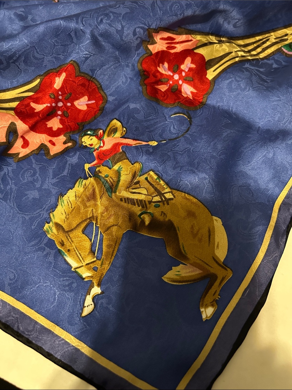 Wild Rag Silk Scarf Limited Edition Rodeo Girls Blue